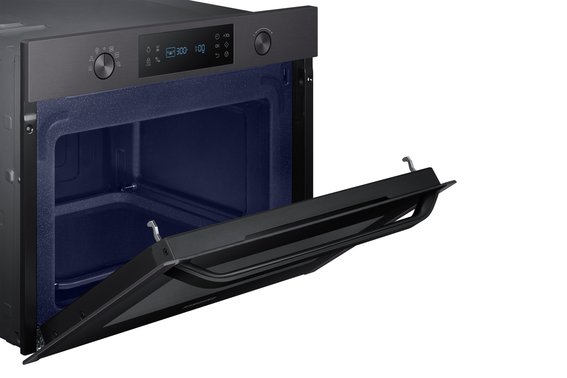 Wygodne otwieranie od góry i pojemne wnętrze kuchenki mikrofalowej Samsung dla wygody i bezpieczeństwa