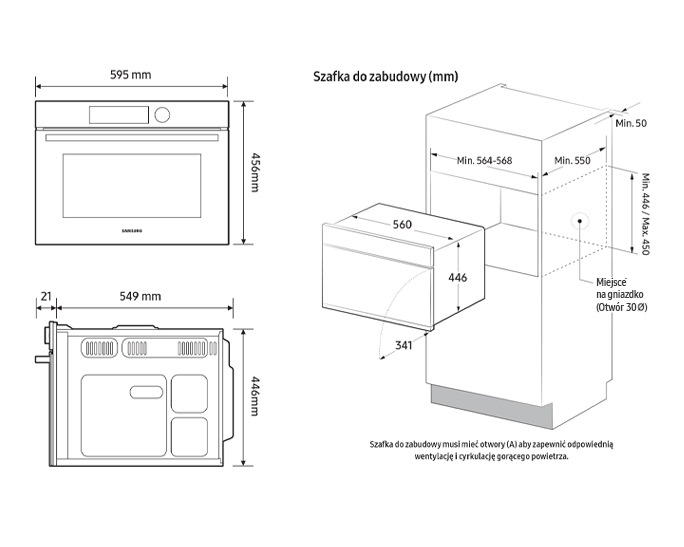 Kuchenka mikrofalowa NQ5B5713GBK/U2 otwarta z blachą w środku