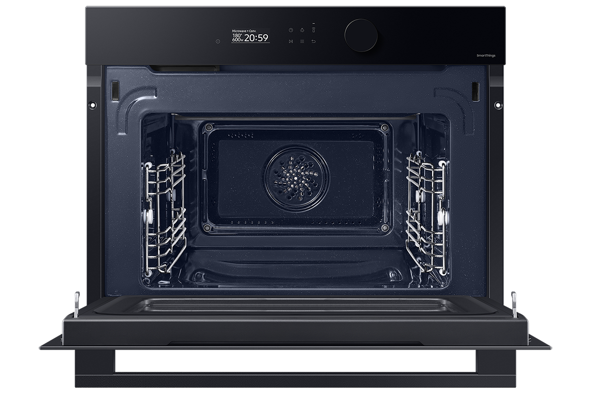 Piekarnik kompaktowy NQ5B5763DBK z mikrofalami do zabudowy otwarty 