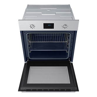 Ujęcie z góry przedstawiające piekarnik elektryczny do pieczenia Samsung NV68A1140BS/EO.