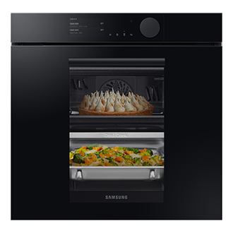NV75T8979RK, Piekarnik Dual Cook Steam, Infinite Line™, 75 l Czarne szkło
