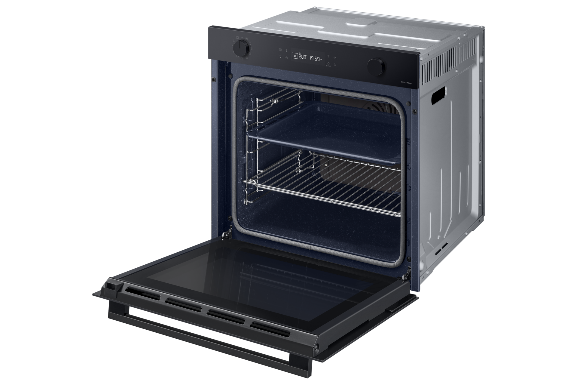 Piekarnik z termoobiegiem NV7B41205AK z funkcją WiFi z drzwiami w pełni otwartymi 