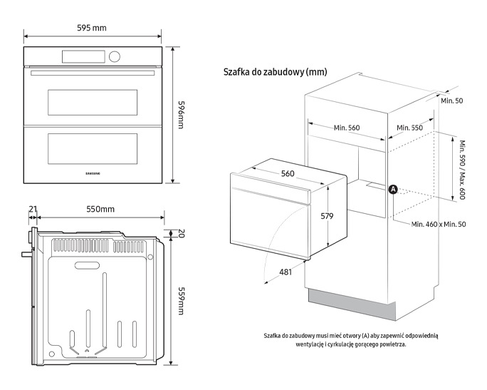 Piekarnik parowy NV7B4140VAK z funkcją Wi-Fi otwarty z blachami do pieczenia w środku 