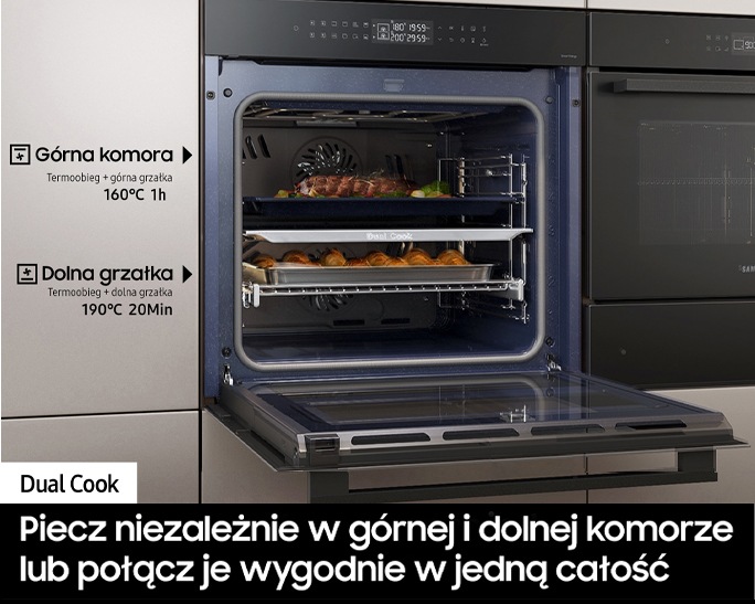 Piekarnik parowy NV7B42251AK/U2 z Dual Cook do zabudowy bokiem 