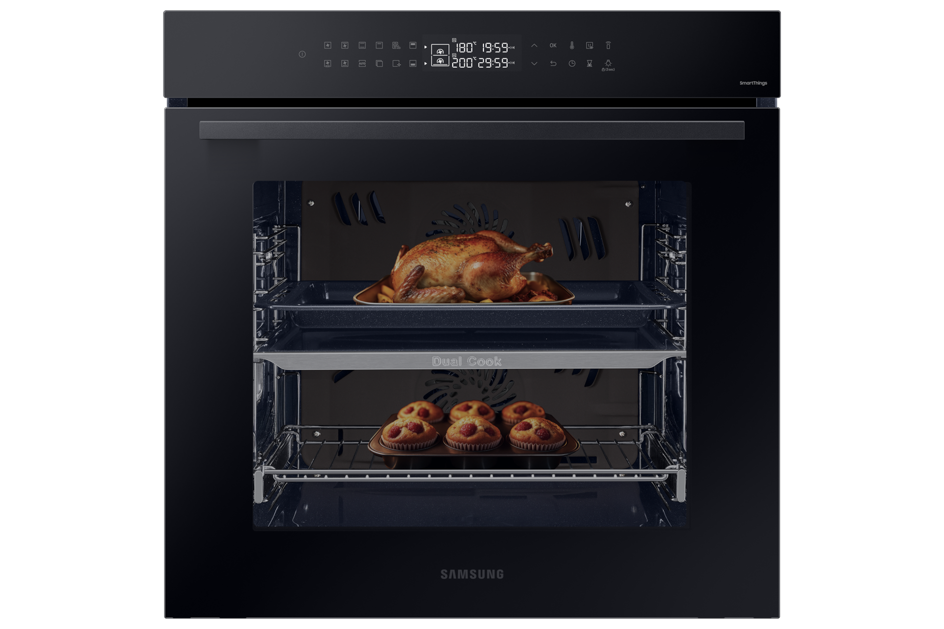 NV7B4225ZAK piekarnik z technologią Dual Cook, WiFi Czarne szkło