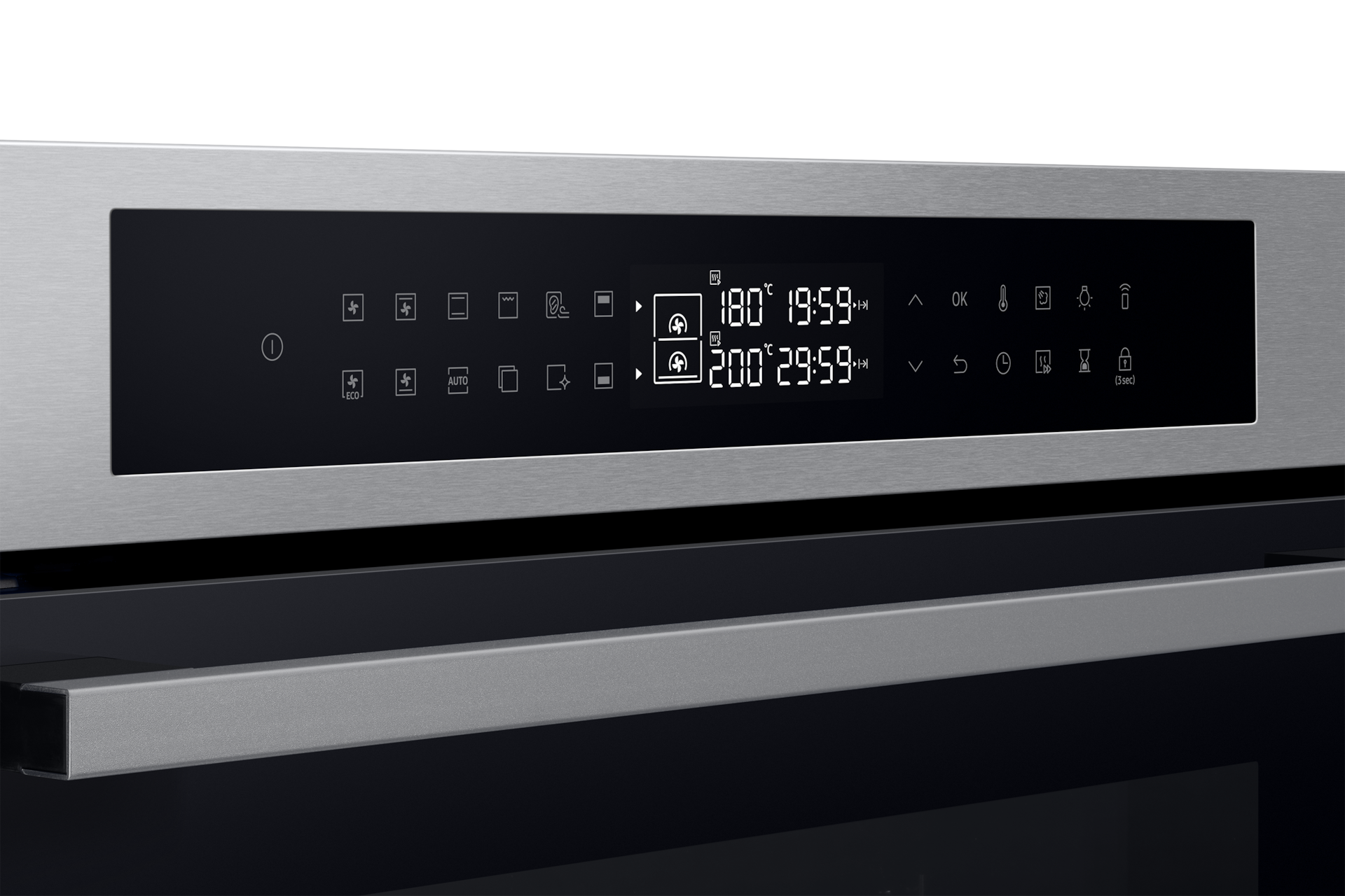 Wyświetlacz LED piekarnika parowego NV7B4245VAS/U2 z Dual Cook do zabudowy bokiem