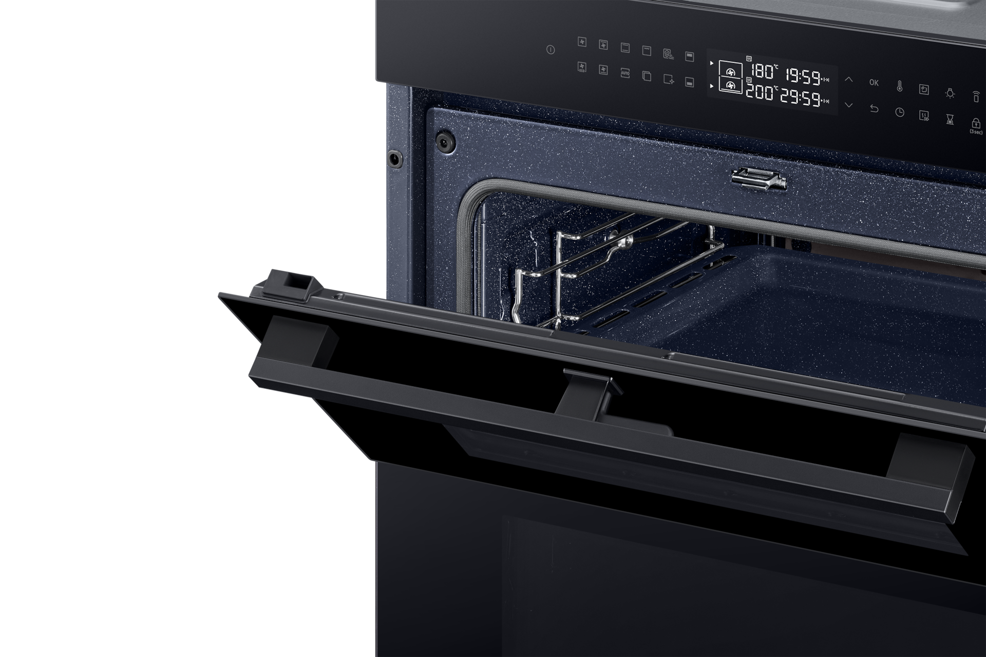 Piekarnik parowy NV7B4345VAK/U2 z Dual Cook do zabudowy z uchylonymi drzwiami  