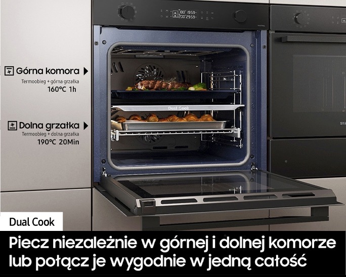 Piekarnik parowy NV7B44251AK/U2 z Dual Cook do zabudowy bokiem 