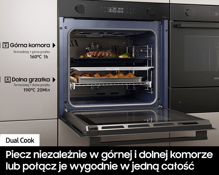 Piekarnik parowy NV7B44251AK/U2 z Dual Cook do zabudowy bokiem 