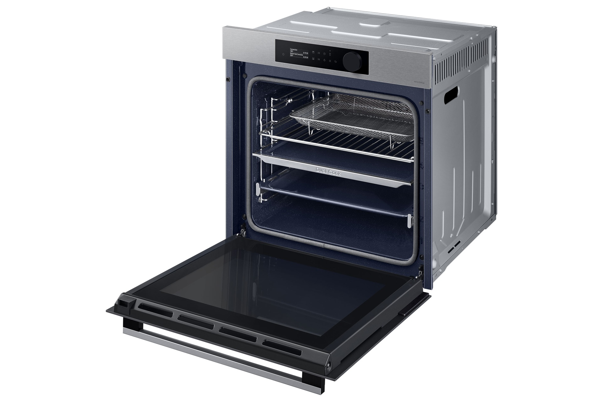 Piekarnik parowy NV7B5645TAS/U2 z Dual Cook do zabudowy z drzwiami w pełni otwartymi 