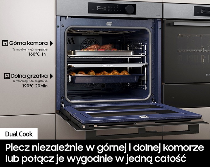 Piekarnik parowy NV7B5645TAS/U2 z funkcją Natural Steam do zabudowy otwarty 