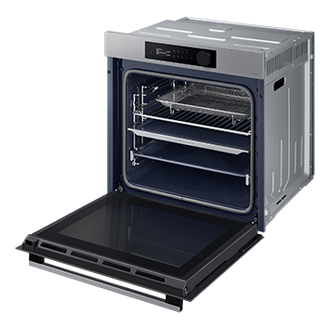 Piekarnik parowy NV7B5645TAS/U2 z Dual Cook do zabudowy z drzwiami w pełni otwartymi 