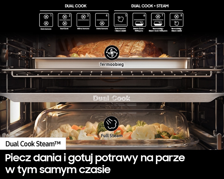 Piekarnik parowy Samsung Steam Cook NV7B5685BAK/U2 z WiFi do zabudowy po skosie w lewo