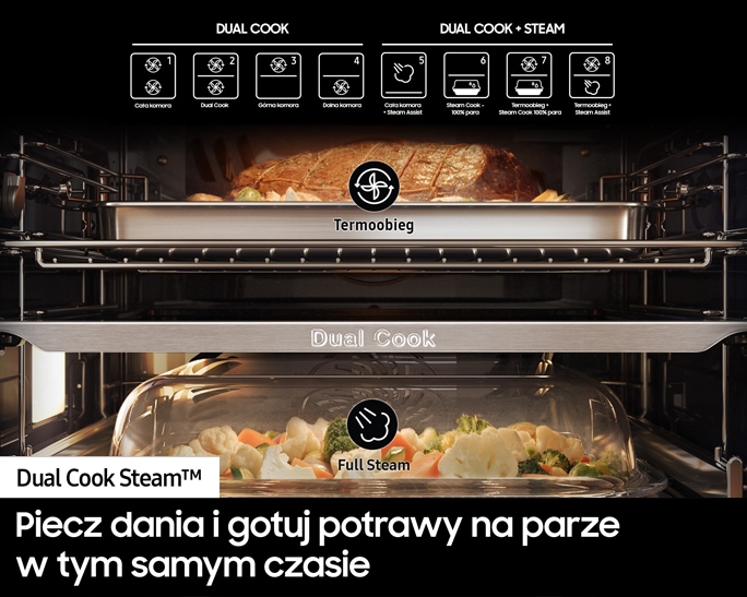 Piekarnik parowy Samsung Steam Cook NV7B5785KAK/U2 z WiFi do zabudowy po skosie w lewo