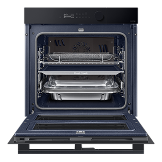 Piekarnik parowy Steam Cook Samsung NV7B5785KAK/U2 z WiFi z otwartymi drzwiami i Dual Cook Steam