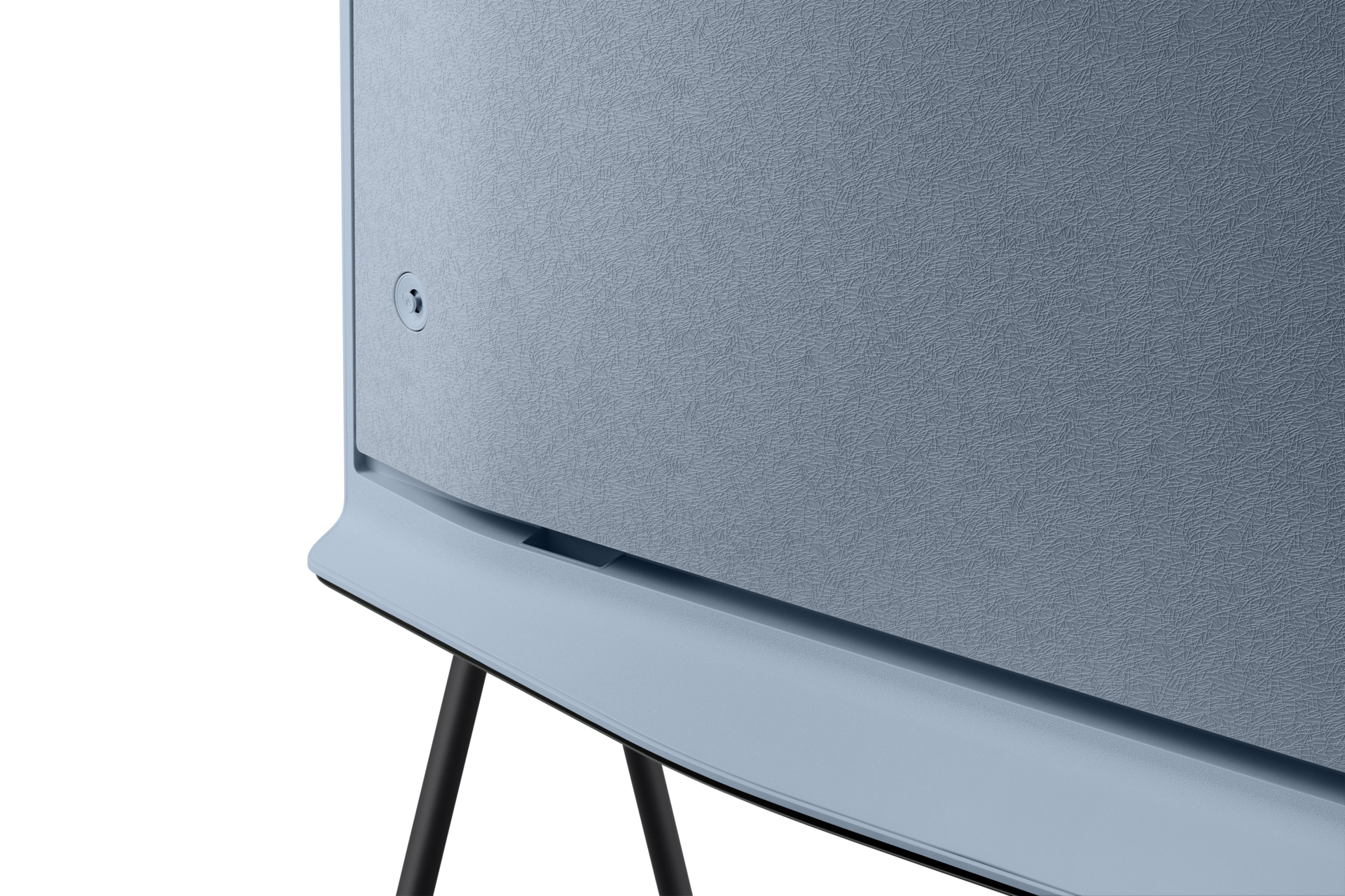 Zbliżenie na dolną krawędź Niebieskiego telewizora The Serif 43" LS01BU - QE43LS01BHUXXH  