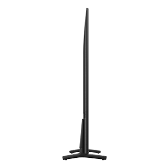 Widok z boku na ergonomiczną budowę telewizora Samsung Q67A tytanowy szary.