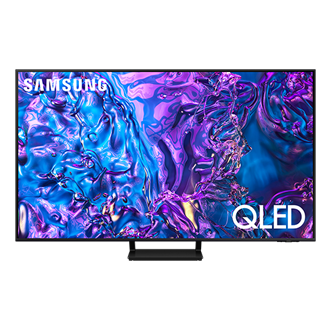 Telewizor 55” QLED 4K Q70D  stojący na podstawie, widok na wprost