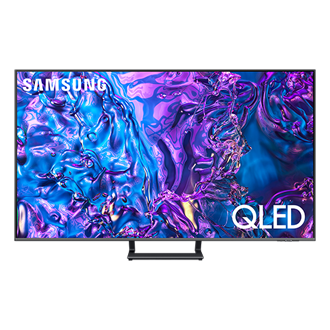 Telewizor 55” QLED 4K Q74D  stojący na podstawie, widok na wprost