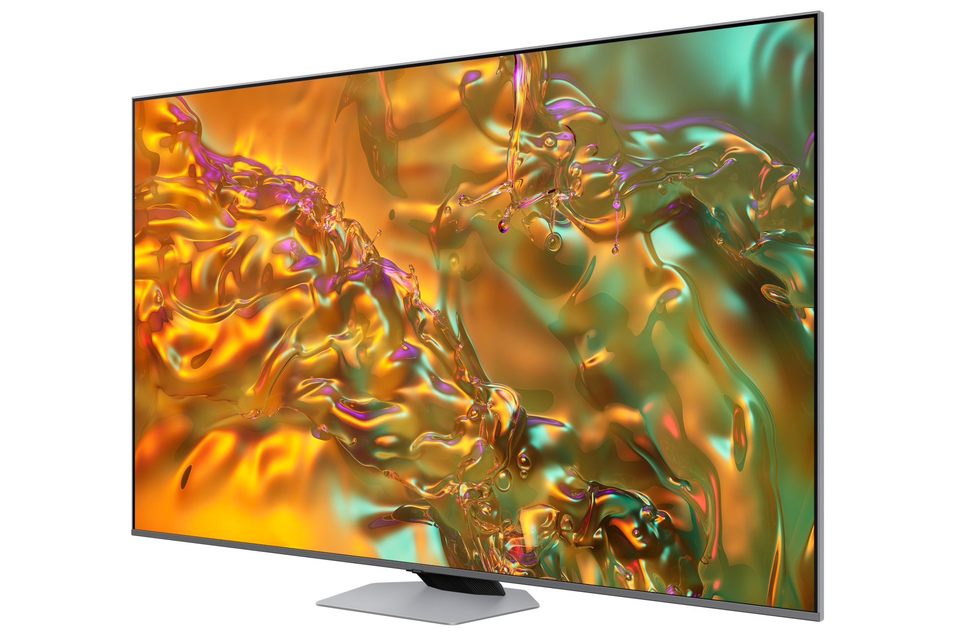 Telewizor 55” QLED 4K Q80D  stojący na podstawie, widok z prawej