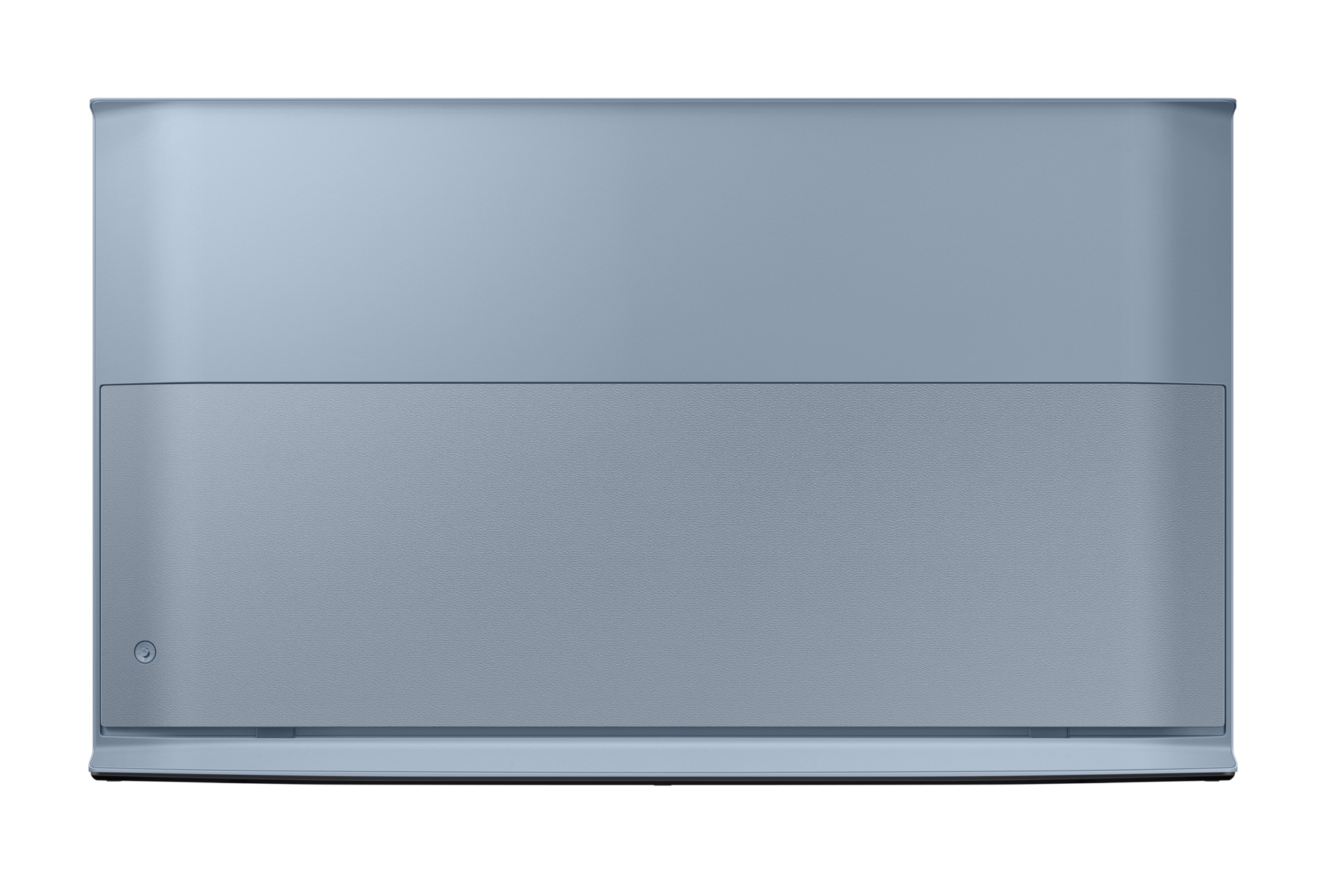 Tył Niebieskiego telewizora The Serif 65" LS01BU - QE65LS01BHUXXH o kształcie litery I 