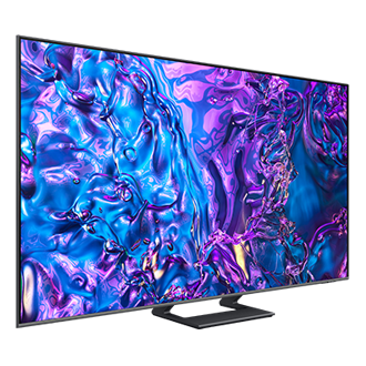 Telewizor 65” QLED 4K Q77D  stojący na podstawie, widok z lewej
