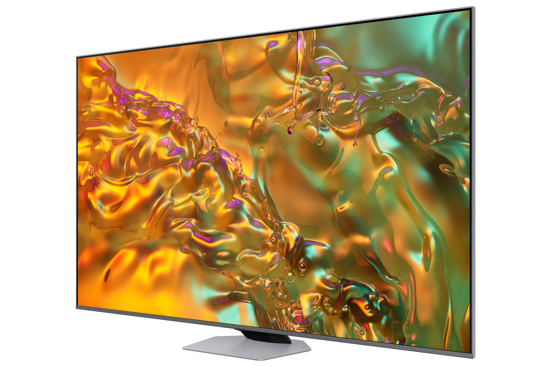 Telewizor 65” QLED 4K Q80D  stojący na podstawie, widok z prawej