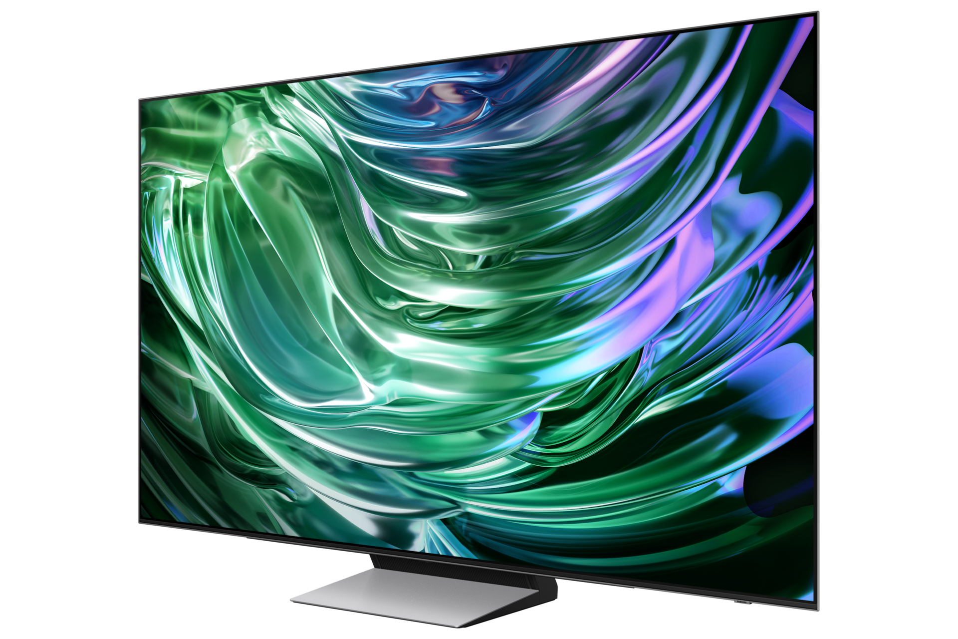 Zdjęcie pokazujące rzut z prawej na TV OLED 65" 4K S94D Smart TV model QE65S94DATXXH.