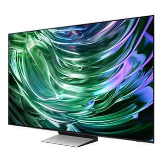 Zdjęcie pokazujące rzut z prawej na TV OLED 65" 4K S94D Smart TV model QE65S94DATXXH.