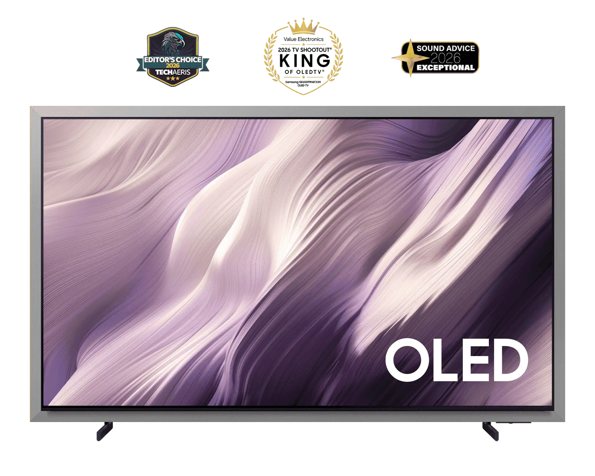 OLED S95H 4K Samsung Vision AI Smart TV (2026) QE55S99HATXXH Front Silver 