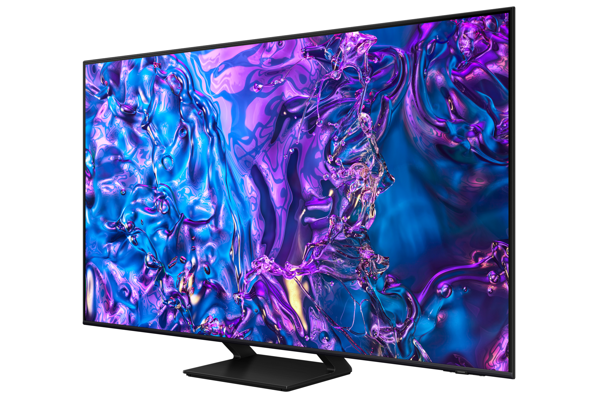 Telewizor 75” QLED 4K Q70D  stojący na podstawie, widok z prawej