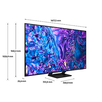 Telewizor 75” QLED 4K Q70D z podanymi wymiarami