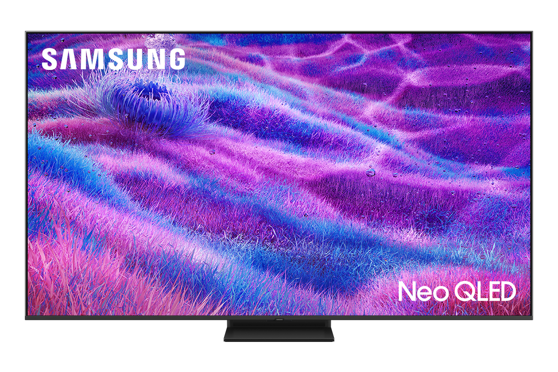 Telewizor 75" Neo QLED QN80F 4K Samsung Vision AI Smart TV - widok z przodu z napisem Samsung NeoQLED