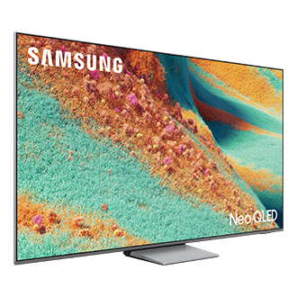 Telewizor 75" Neo QLED QN85F 4K Samsung Vision AI Smart TV (2025) - widok skośny z prawej strony z napisem Samsung NeoQLED