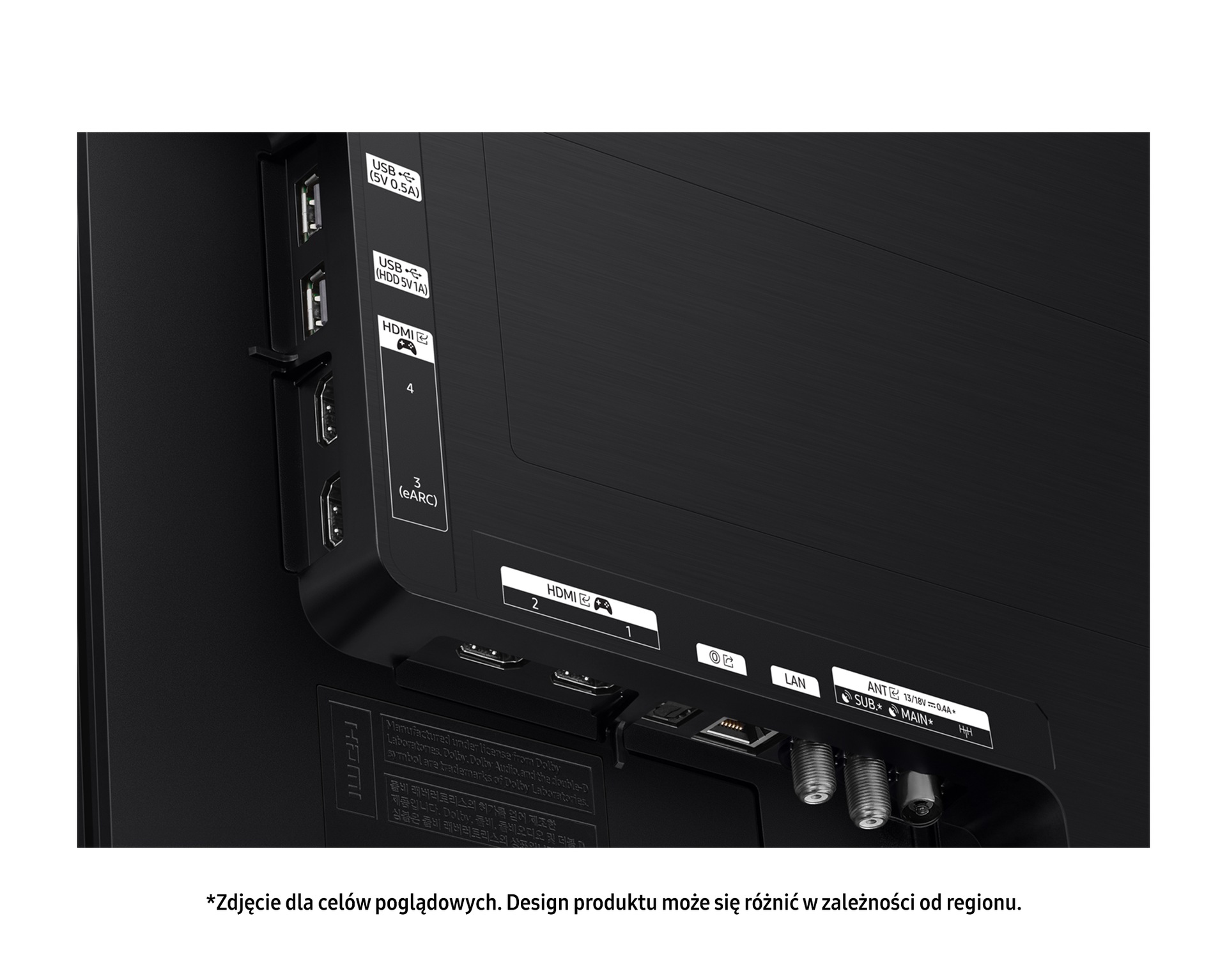 Zbliżenie na porty telewizora OLED 83" 4K S94D Smart TV model QE83S94DAEXXH.