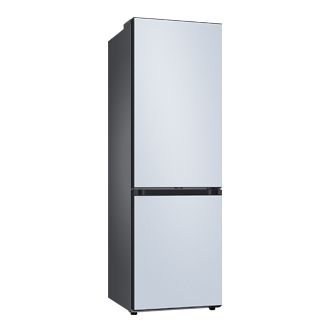 Lodówka Bespoke RB34A6B2ECS z panelem górnym w kolorze   kremowego błękitu - ujęcie z ukosu, prawa strona