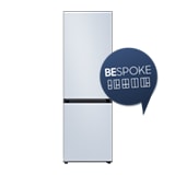 Widok na front lodówki Bespoke RB34A6B2ECS z panelem górnym w kolorze kremowego błękitu