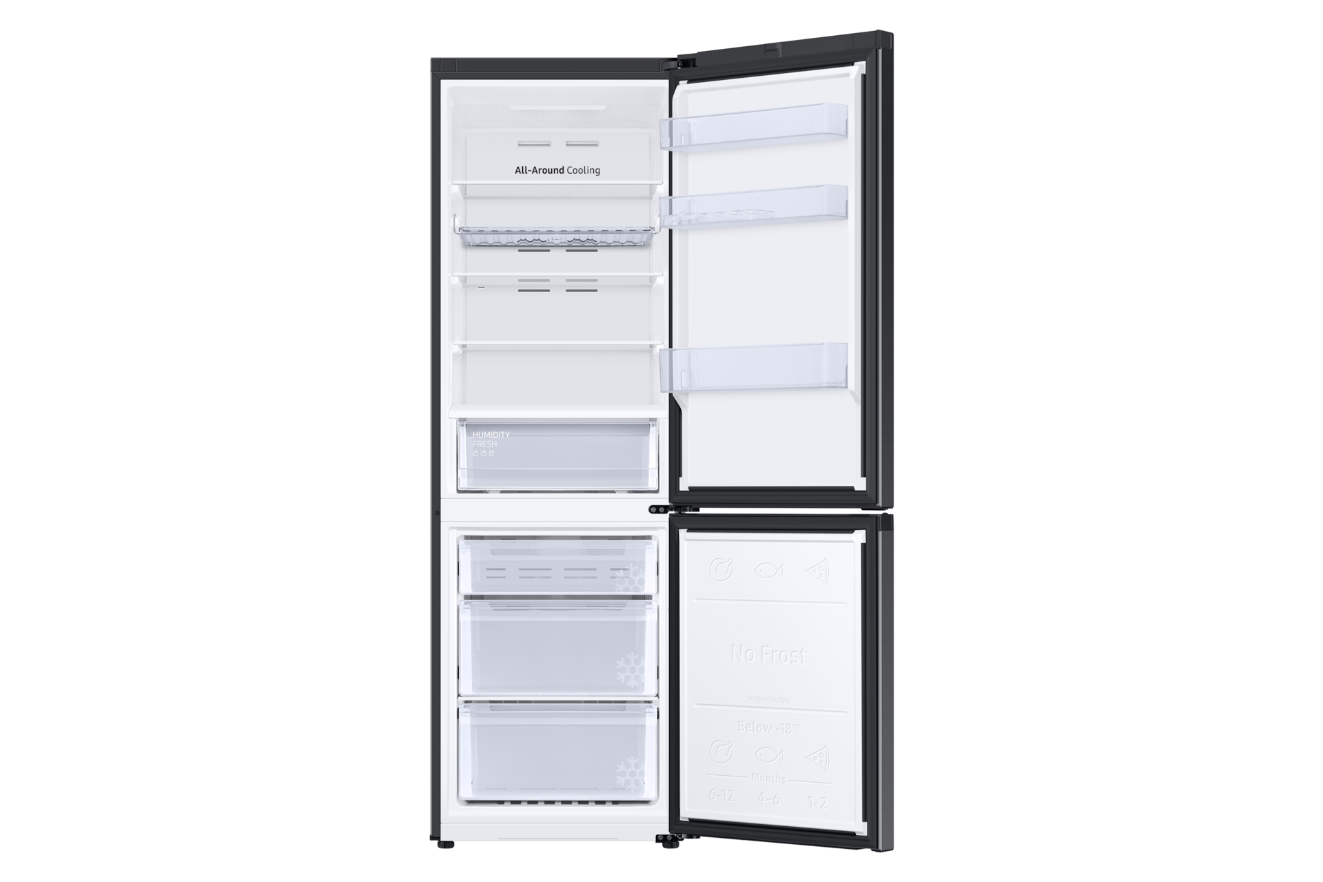 Bottom Mount Freezer Refrigerator AII around cooling 340 Front-Open Black 