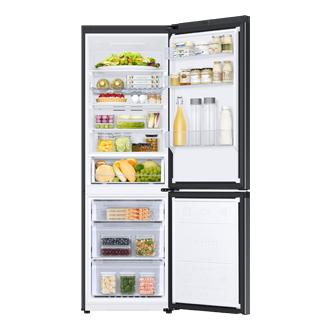 Bottom Mount Freezer Refrigerator AII around cooling 340 Front-Open-With-Food Black 