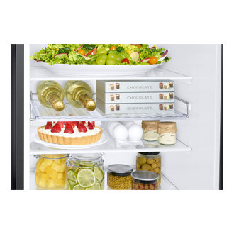 Bottom Mount Freezer Refrigerator AII around cooling 340 Detail-Wine-Shelf Black 
