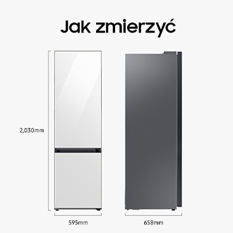 Lodówka Bespoke RB38A6B1DCE z panelami w kolorze kremowego beżu - ujęcie z ukosu, prawa strona