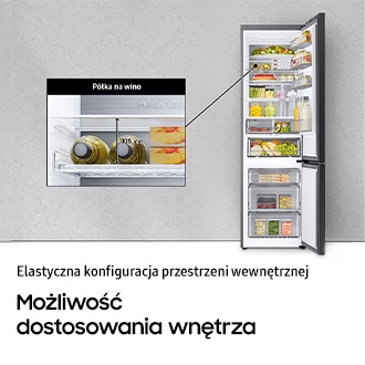 Lodówka Bespoke RB38A6B2EB1 z panelami w kolorze grafitowej stali  - ujęcie z prawego boku