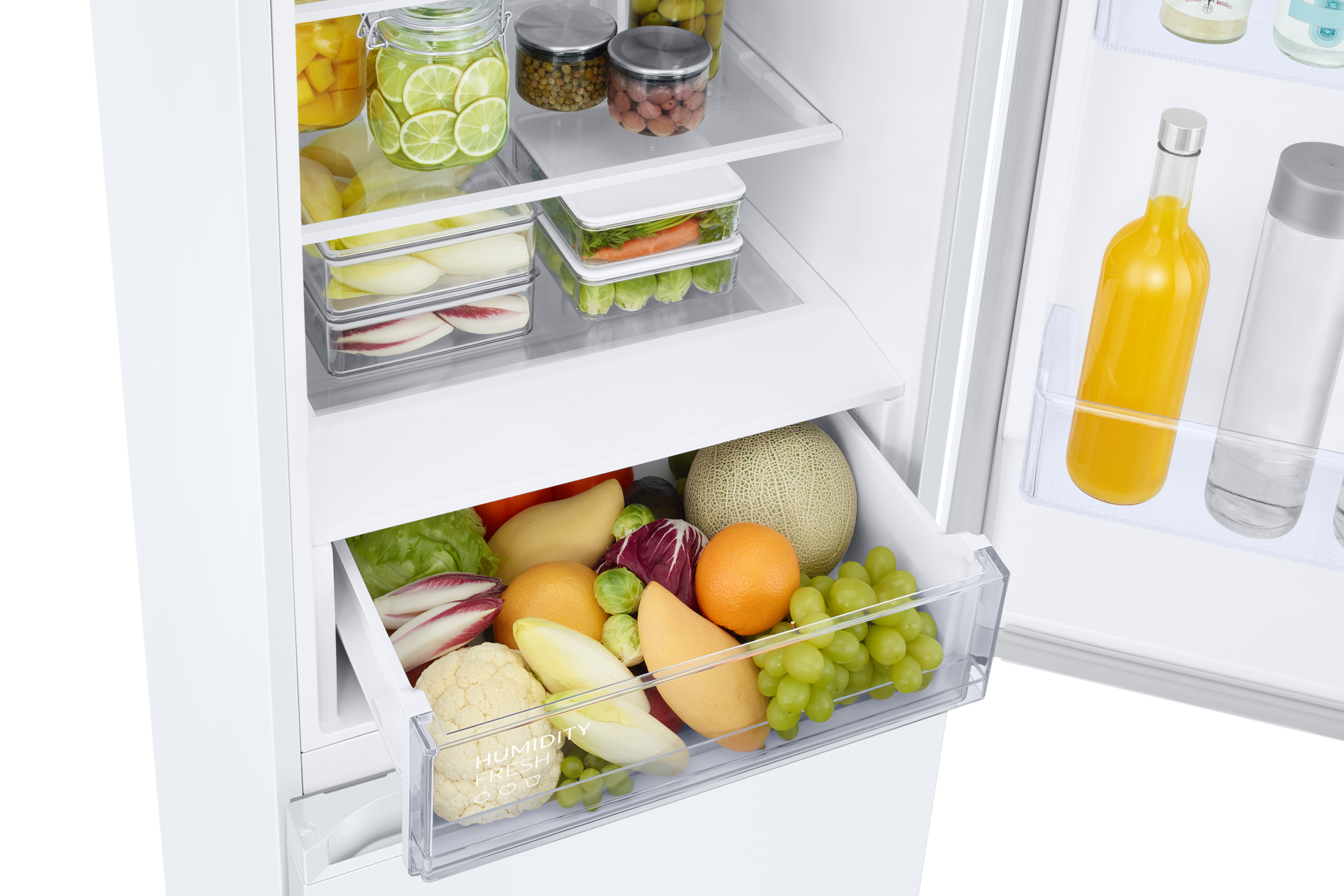 RB38C600EWWEF Lodówka AI z dolnym zamrażalnikiem Wi-Fi 2.03 m 390 l Detail-Moist-Fresh-Zone White 