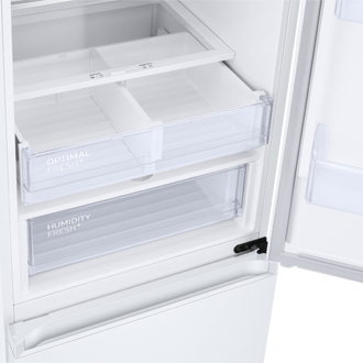 Lodówka z dolnym zamrażalnikiem RB38C605CWW/EF - wnętrze lodówki z pustymi półkami