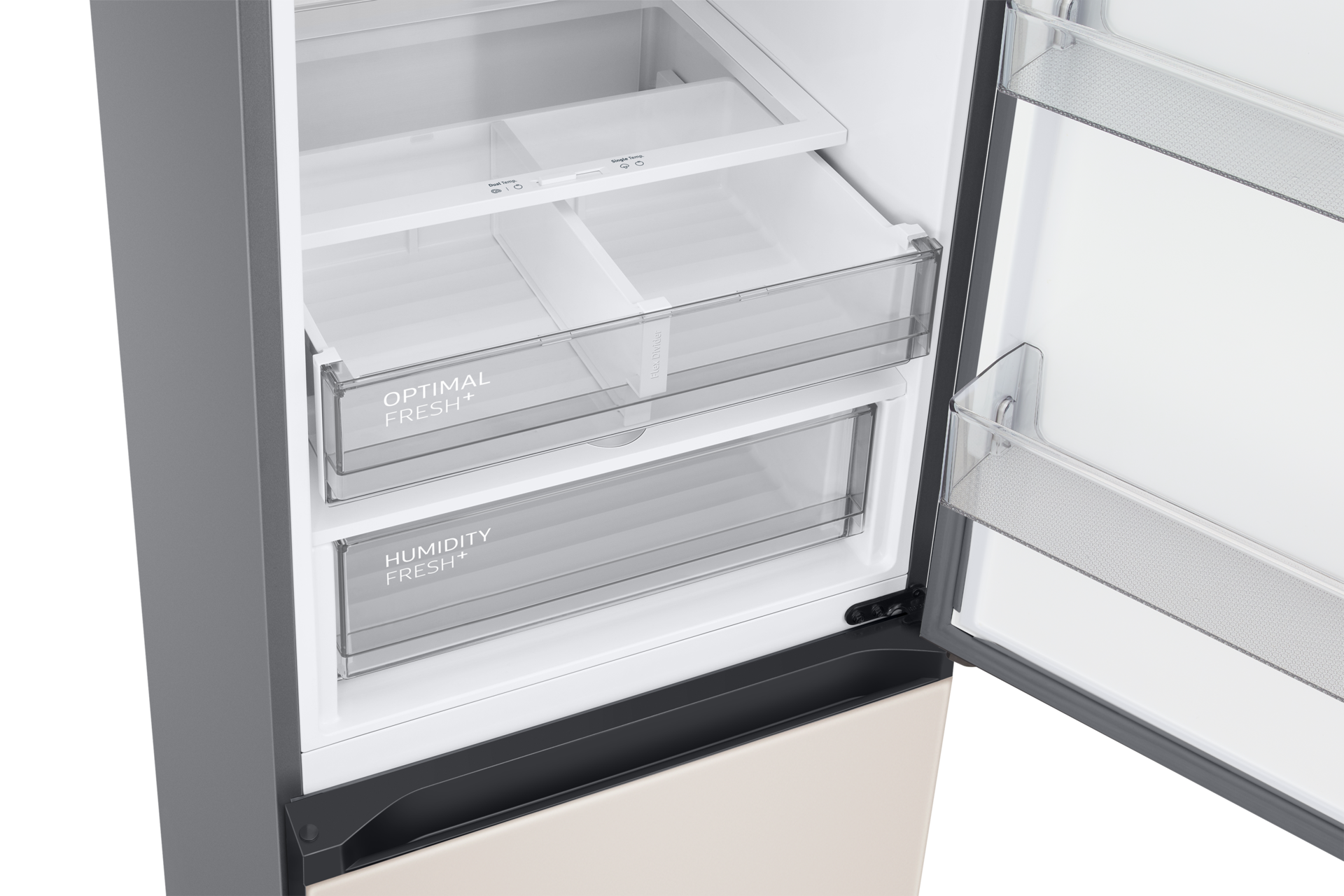 Bespoke Bottom Mount Freezer with SmartThings AI energy mode and Twin Cooling Detail-2Temp-Zone1 Satin Beige 