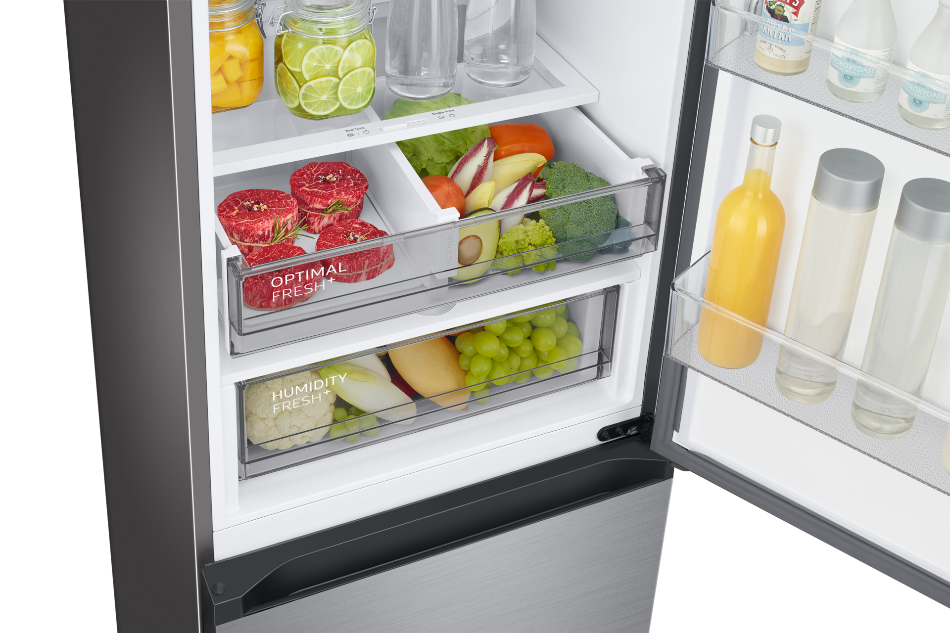 Bespoke Bottom Mount Freezer with SmartThings AI energy mode and Twin Cooling Detail-2Temp-Zone2 Silver 