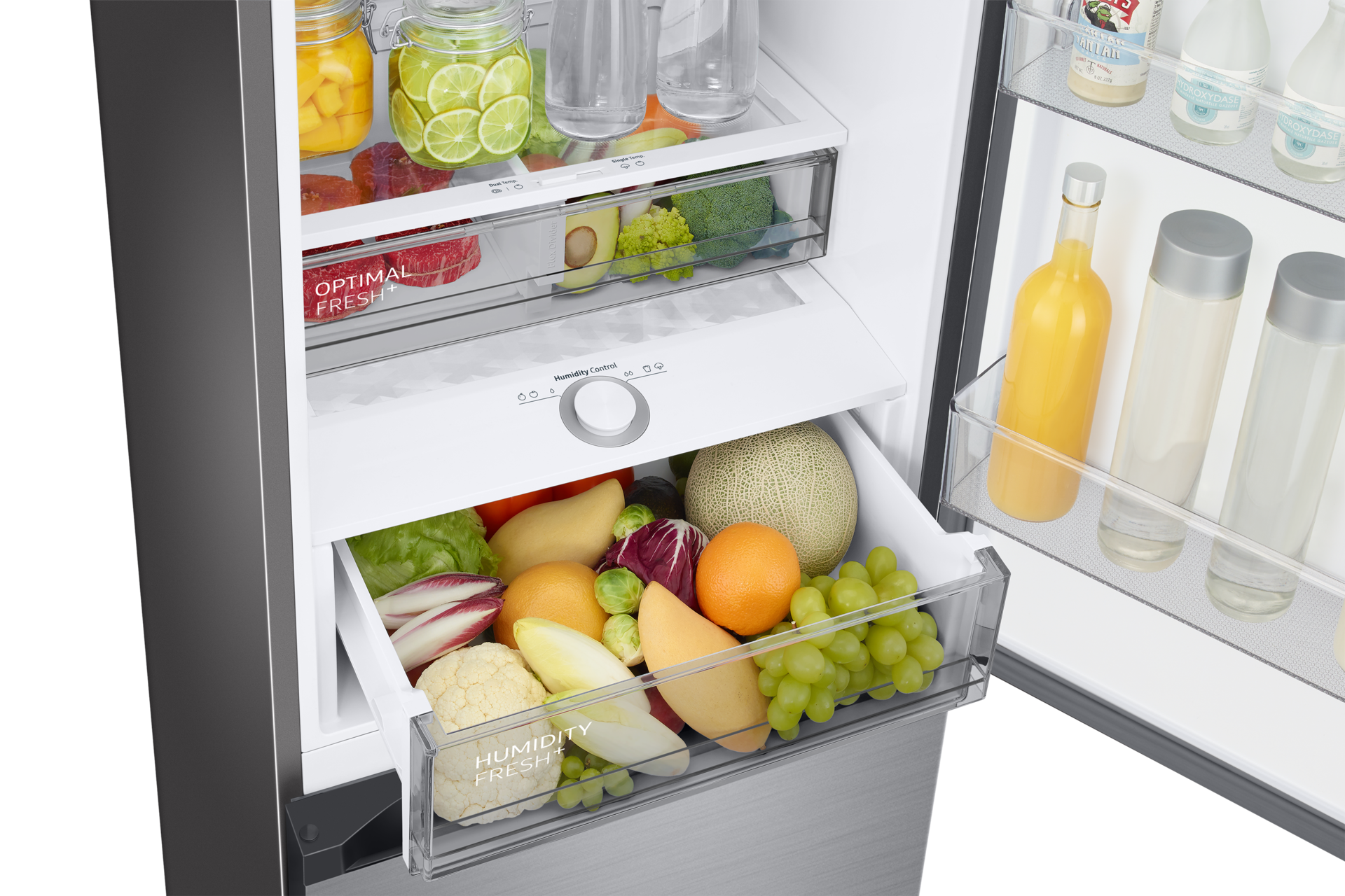 Bespoke Bottom Mount Freezer with SmartThings AI energy mode and Twin Cooling Detail-2Temp-Zone3 Silver 
