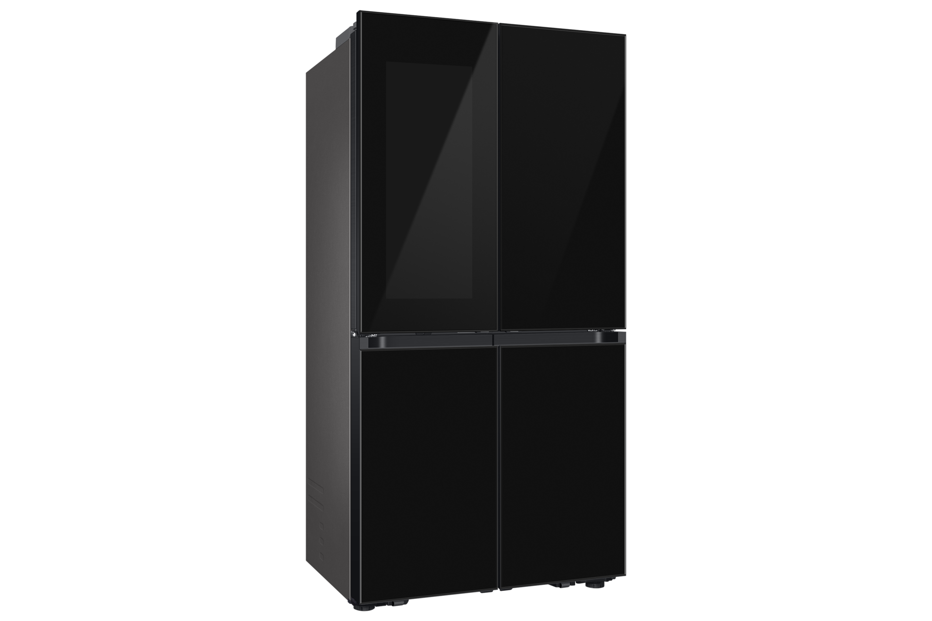 Lodówka Samsung Multidoor RF65DB970E22EO prawy bok, elegancki czarny design oraz przeszklone drzwi