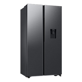 Lodówka Bespoke AI Side By Side RS57DG410EB4EO All Around Cooling No Frost, grafitowa, lewy bok pod kątem