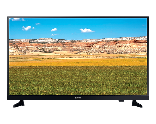 Przód telewizora Samsung HD TV o wielkości 32 cali T4002 UE32T4002AKXXH z krajobrazem na Trójstronnie Bezramkowym Ekranie